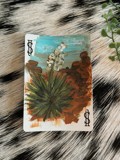 Lonesome Yucca Hand Painted Playing card