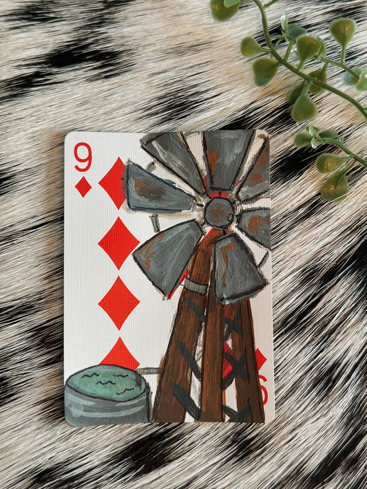 Windy Oasis Hand Painted Playing card
